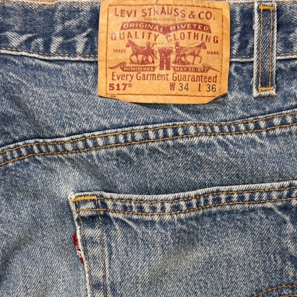 Vintage Levis 517 Bootcut Jeans Mens 34x36 Made in USA Texas Blue Y2K 554 Denim